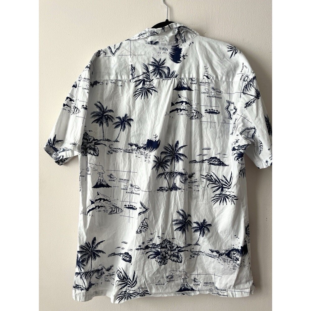 Vtg Palmwave Hawaiian Island Map Shirt Cotton Aloha Dolphins Mens XL - Picture 4 of 5